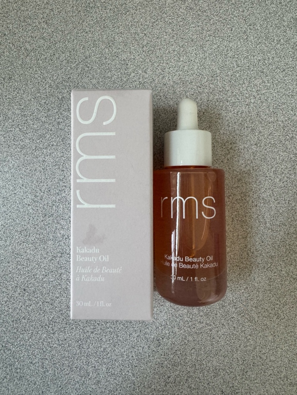 RMS Kakadu Beauty Oil in Rose Peach Glass Bottle, New, Full size 30 ml